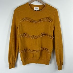 Sezane Andreas Yellow Wool Cashmere Ruffle Pullover Sweater Womens Size M